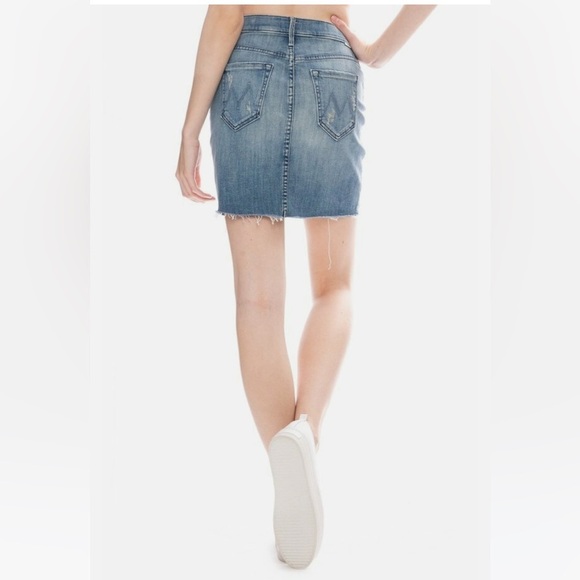Mother The Sacred Slit Mini Denim Skirt in Where There's Smoke - Picture 3 of 14